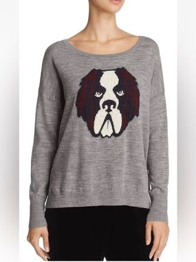 French Connection Bulldog Wool Scoop Neck Sweater Gray